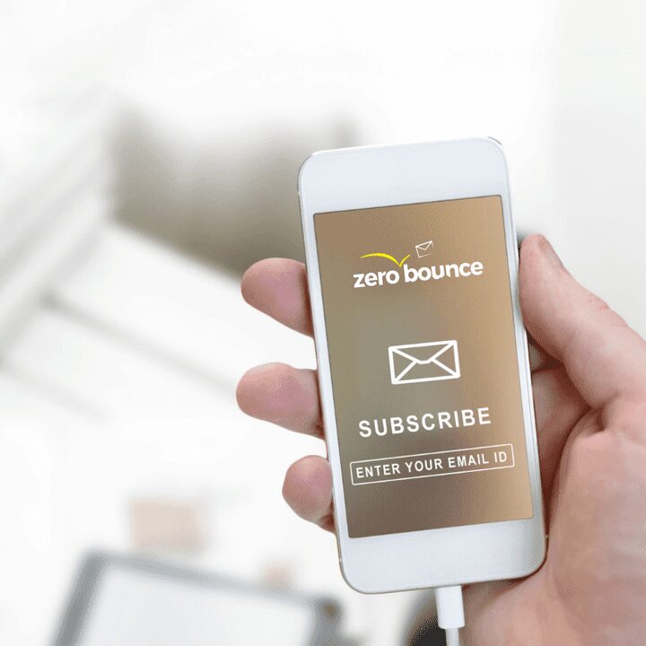 person looking at ZeroBounce on the mobile phone.