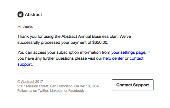 Example of Abstract email thank you letter.