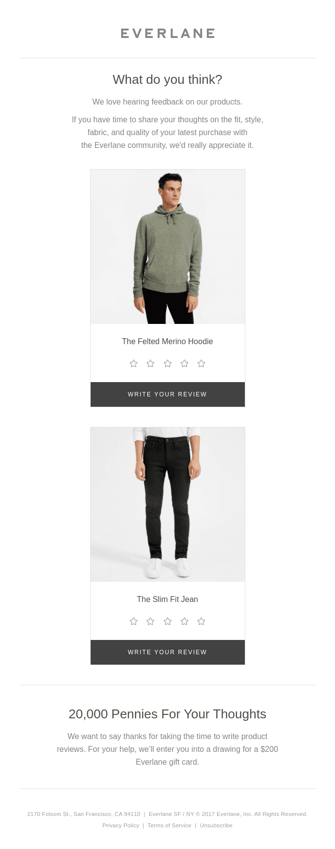 Everlane email campaigns