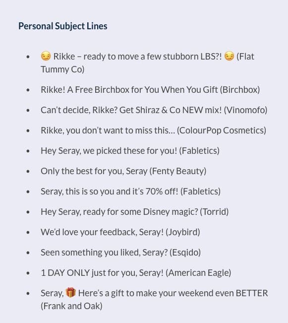 writing personalized email subject line