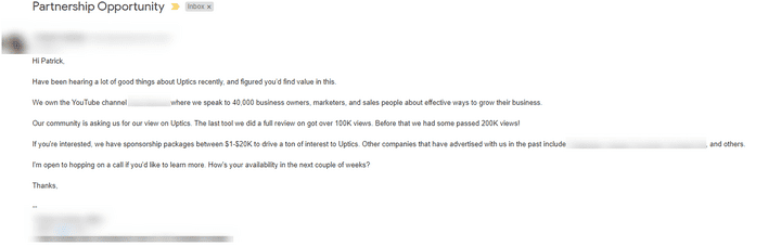 example of cold email