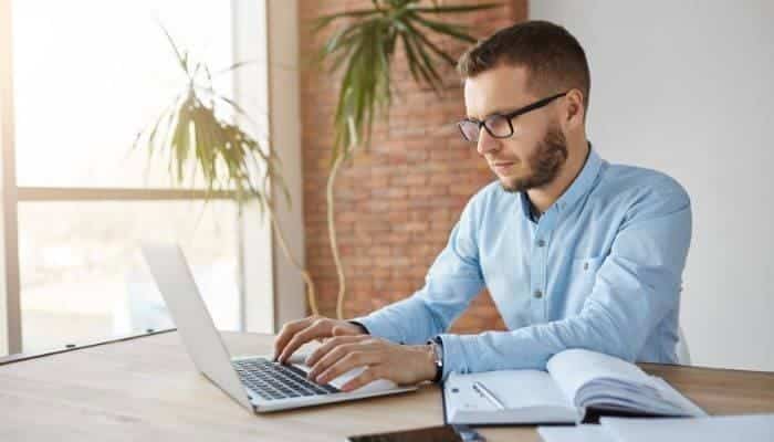 man sending marketing emails