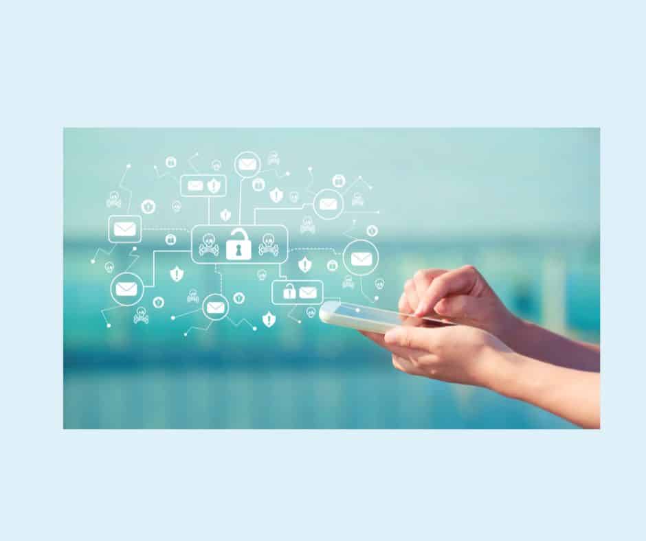 Light blue background shows hands of person holding smartphone to illustrate the utility of setting up tech parameters.