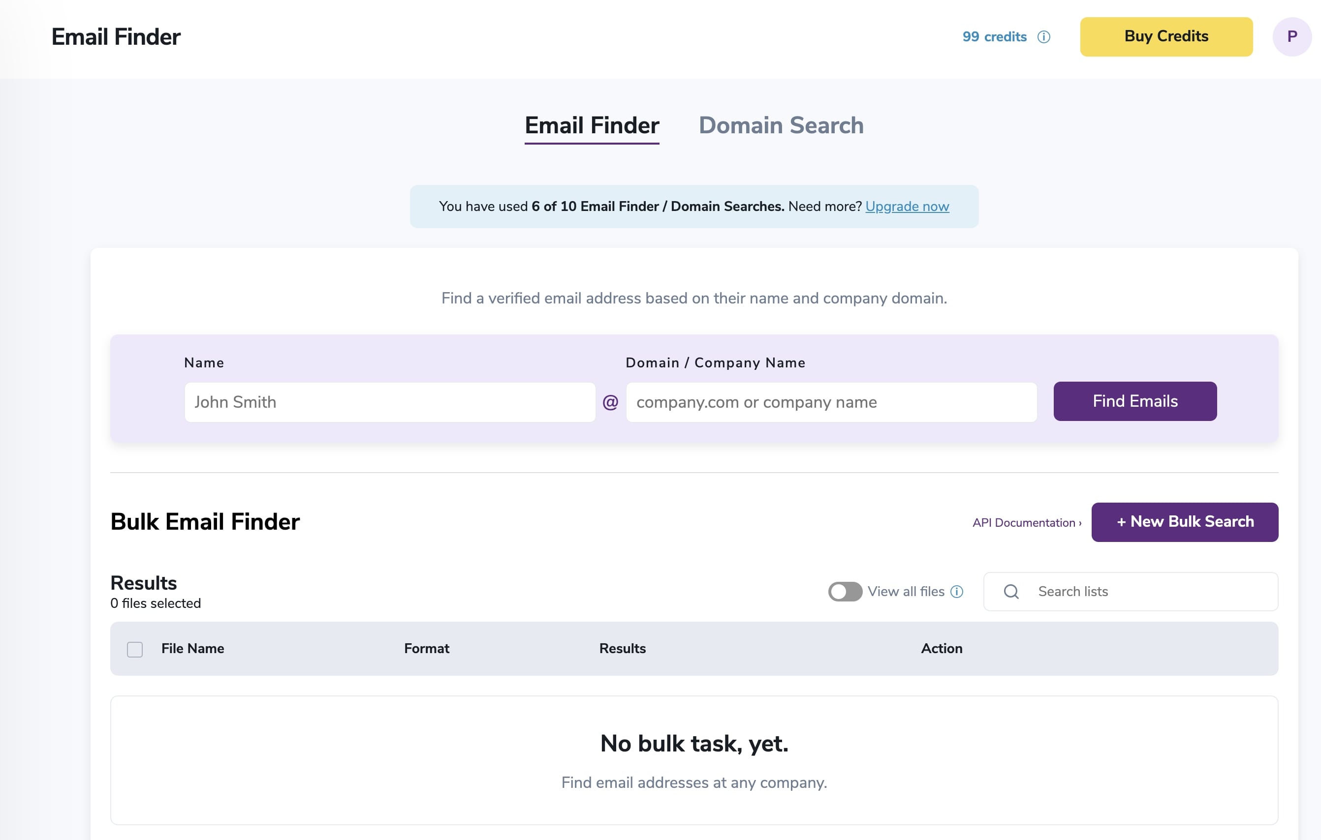 Screenshot of ZeroBounce Email Finder in the user portal.