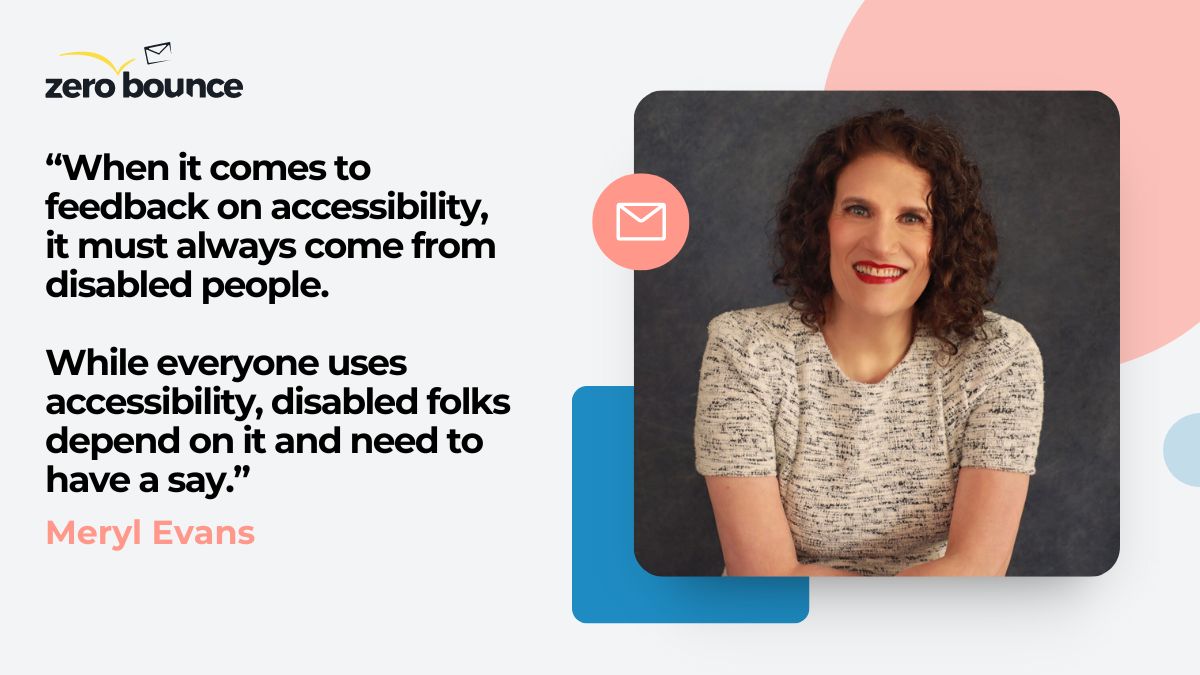 DEI consultant and traier Meryl Evans smiling talking to ZeroBounce about creating inclusive marketing campaigns through more accesibility