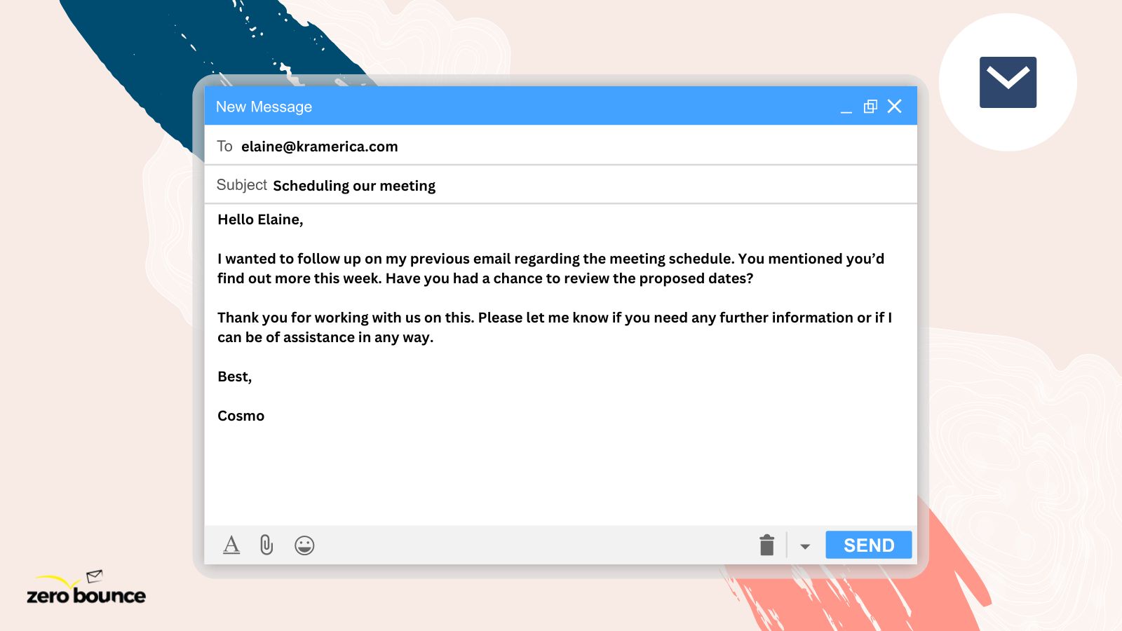 Screenshot of message showing a great way to end the email effectively.