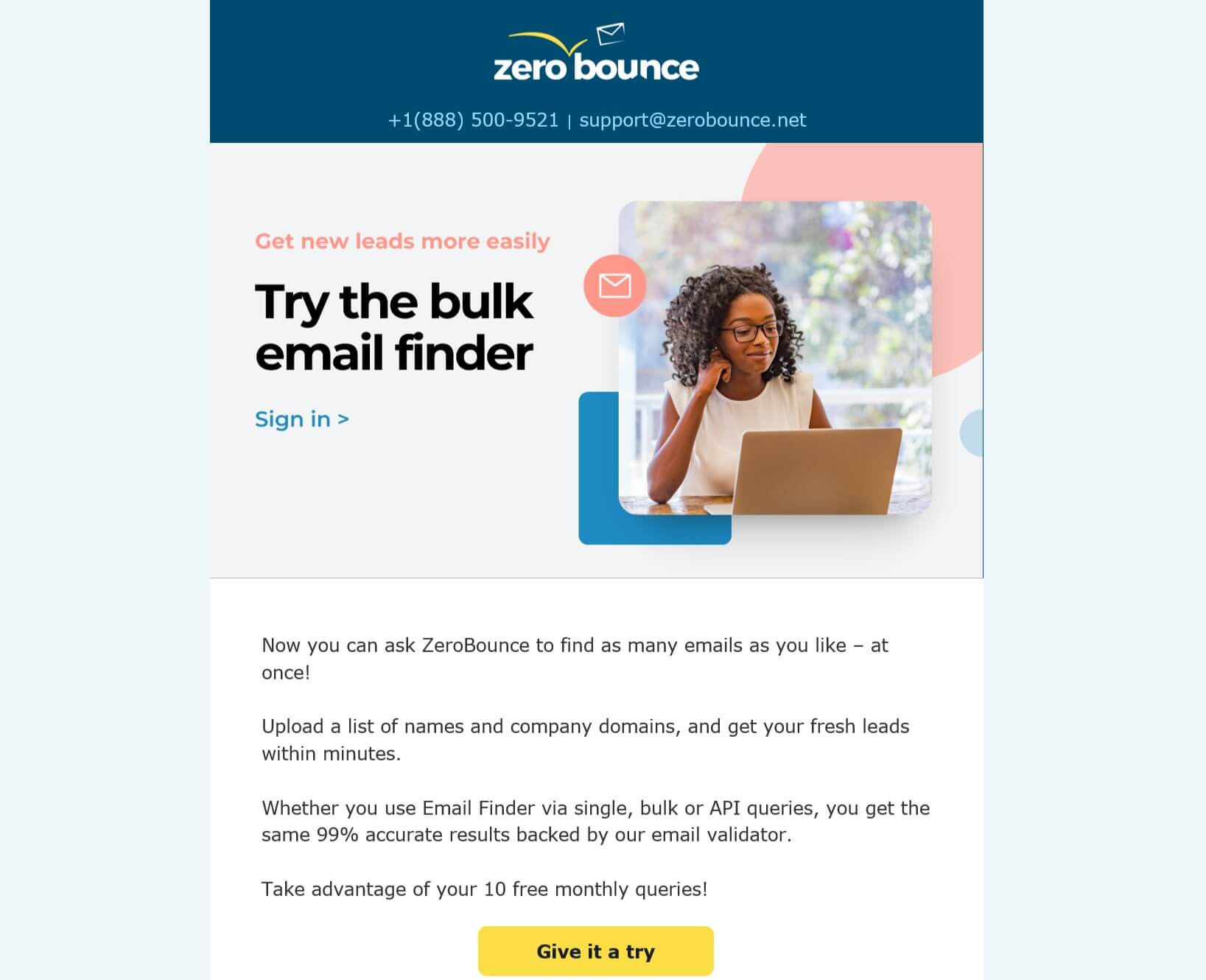 Example of Zerobounce newsletter to illustrate ideal email length